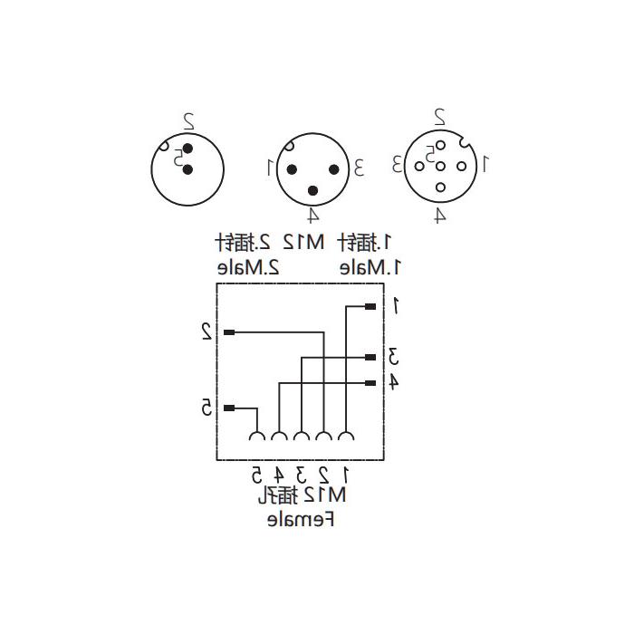 M12 5Pin female/M12 3Pin male+M12 2Pin male、Y-connector、645231