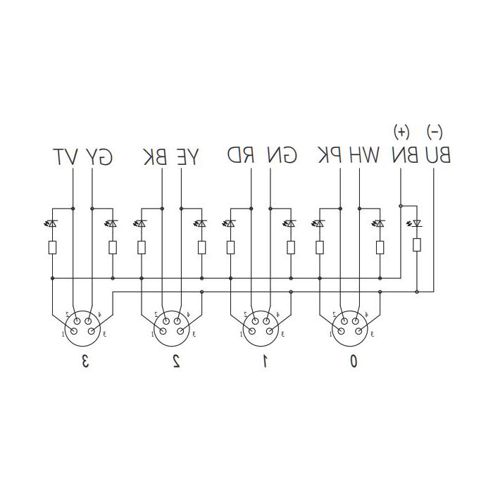 M8 Junction box、Dual channel、NPN、4 port 、All-in-one、With LED、PVC non-flexible cable、Gray sheath、23N461-XXX